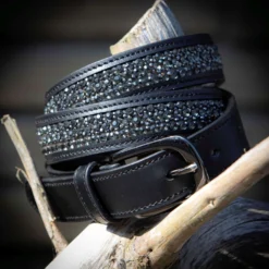 Harry's Horse Riem Leder Crystal Zwart/Gunmetal