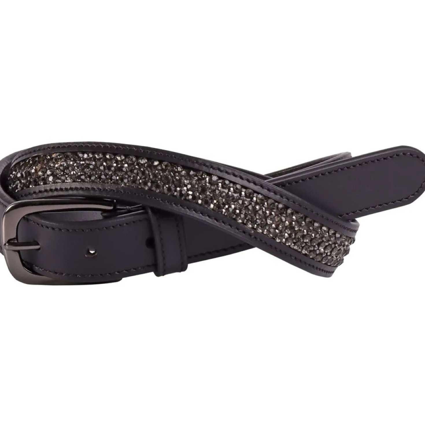 Harry's Horse Riem Leder Crystal Zwart/Gunmetal