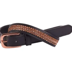 Harry's Horse Riem Leder Crystal Zwart/Rosegoud