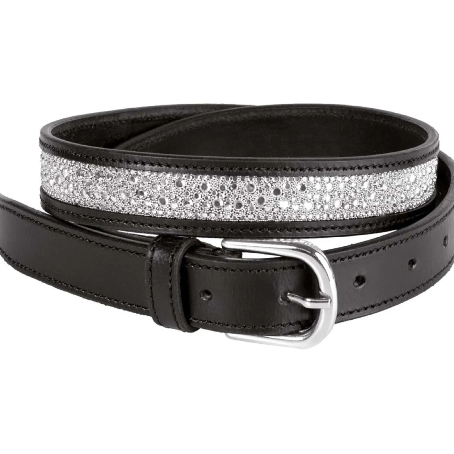 Harry's Horse Riem Leder Crystal Drops Zilver