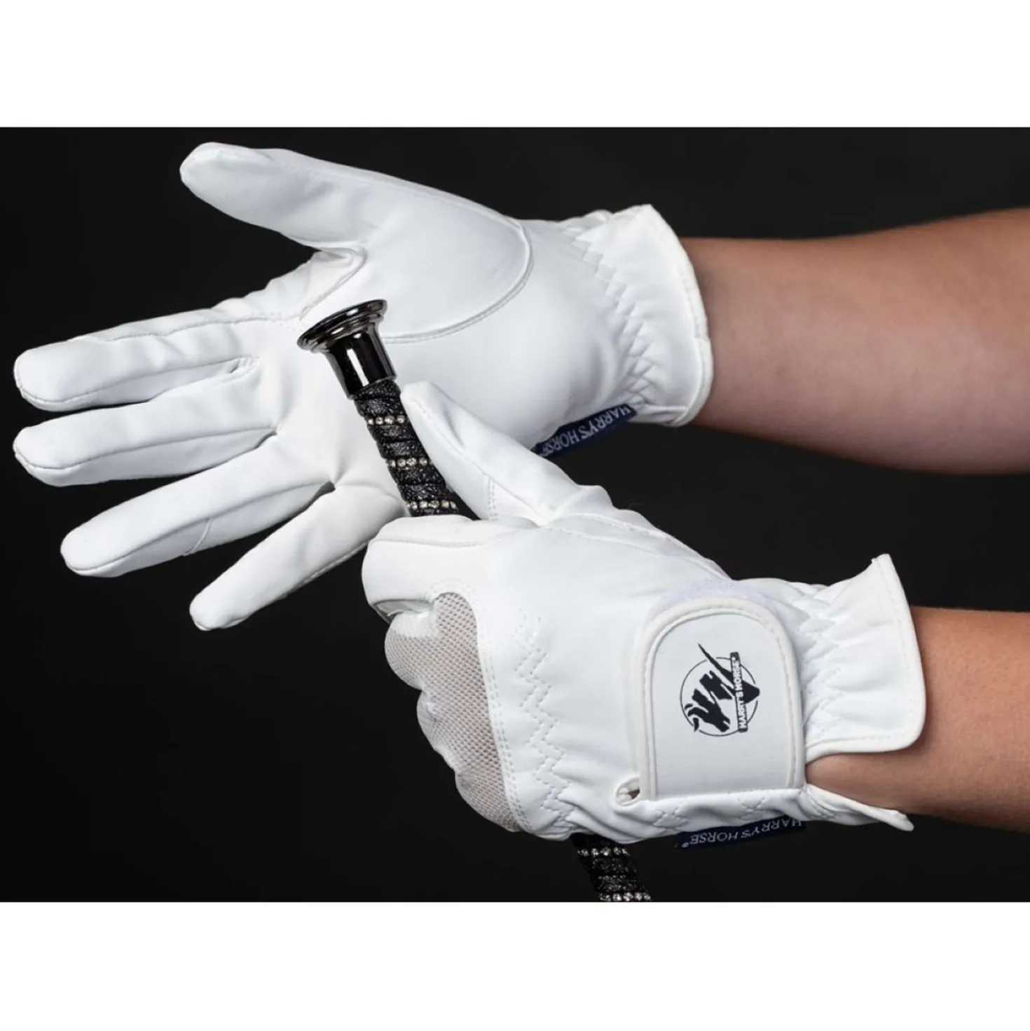 Harry's Horse Rijhandschoenen Domy Suede Mesh Wit