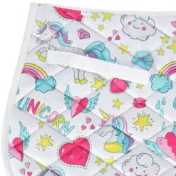 HB Zadeldekje Unicorn Cartoon Wit Print