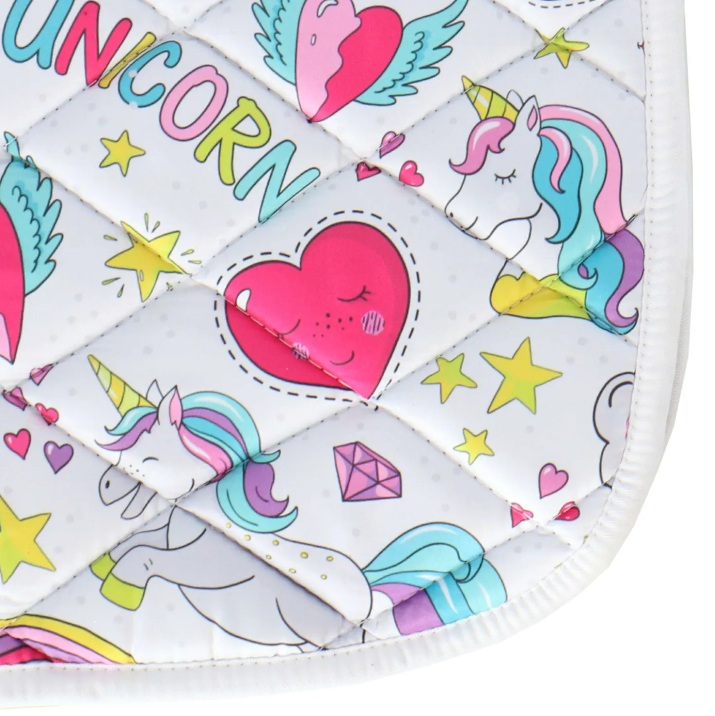 HB Zadeldekje Unicorn Cartoon Wit Print