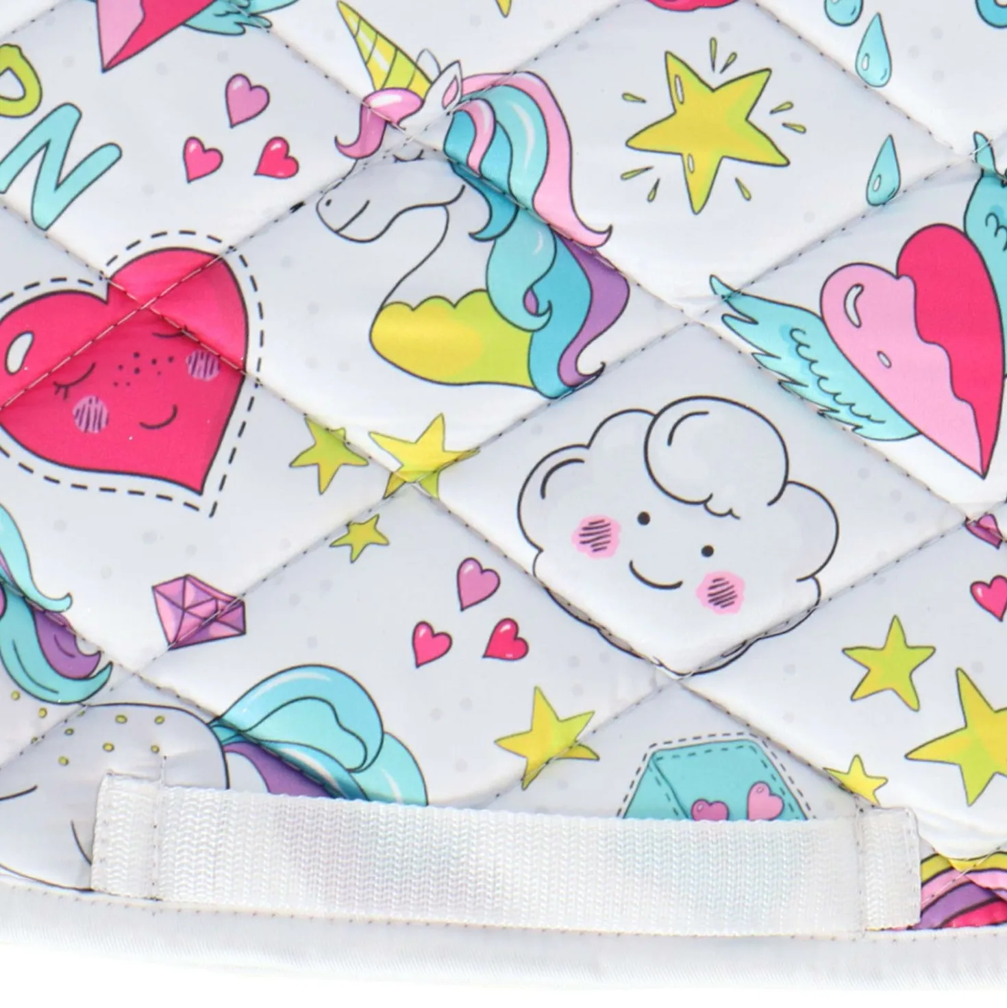 HB Zadeldekje Unicorn Cartoon Wit Print