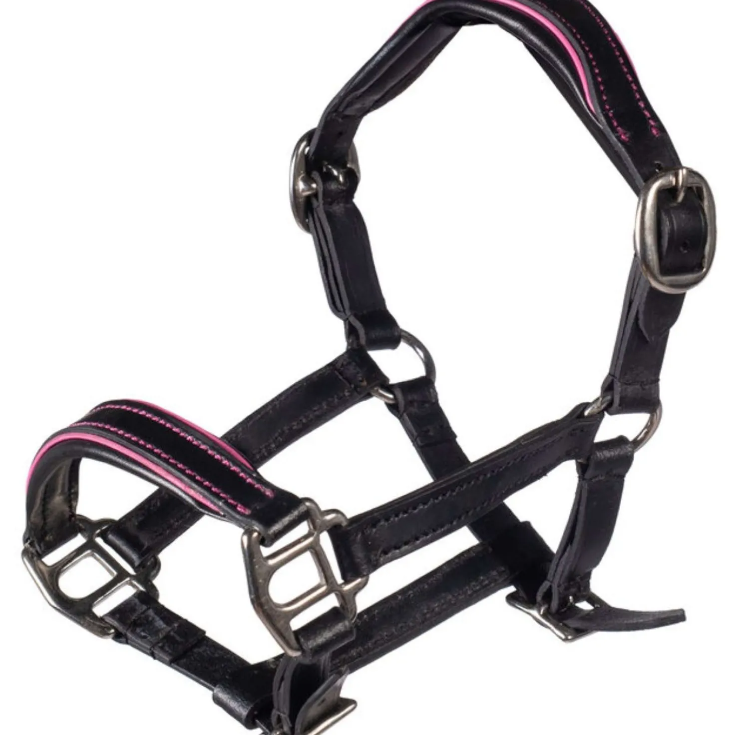 HKM Hobby Horsing Leren Halster Zwart/Roze