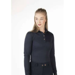 HKM Poloshirt Rosegold Glamour Longsleeve Donkerblauw/Rosegold