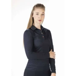HKM Poloshirt Rosegold Glamour Longsleeve Donkerblauw/Rosegold