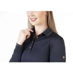 HKM Poloshirt Rosegold Glamour Longsleeve Donkerblauw/Rosegold