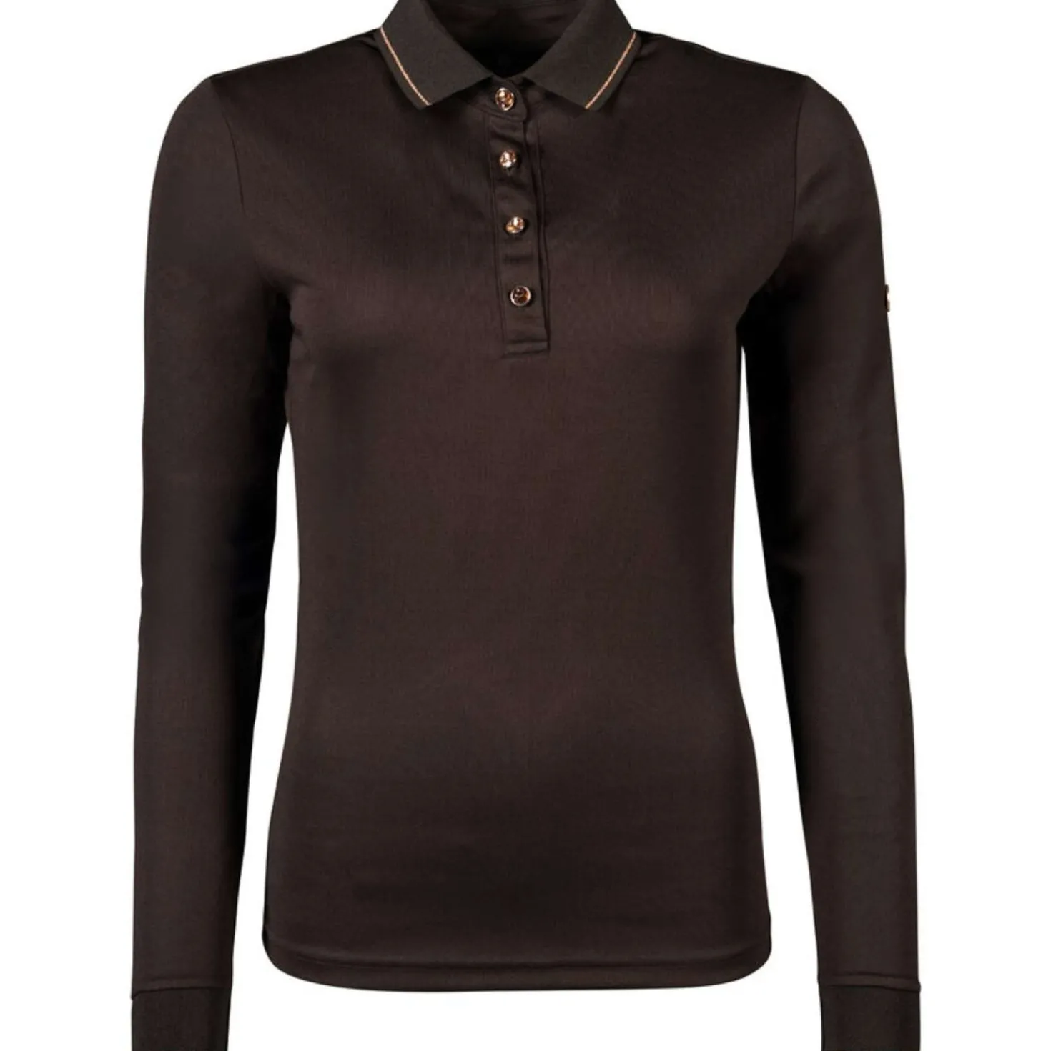HKM Poloshirt Rosegold Glamour Longsleeve Bruin/Rosegoud