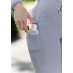 HKM Rijbroek Rosegold Sparkle Full Grip Grijs/Rosegoud