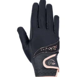 HKM Rijhandschoenen Rosegold Glamour Zwart