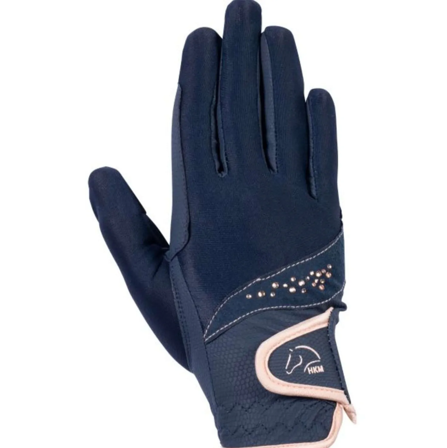 HKM Rijhandschoenen Rosegold Glamour Donkerblauw