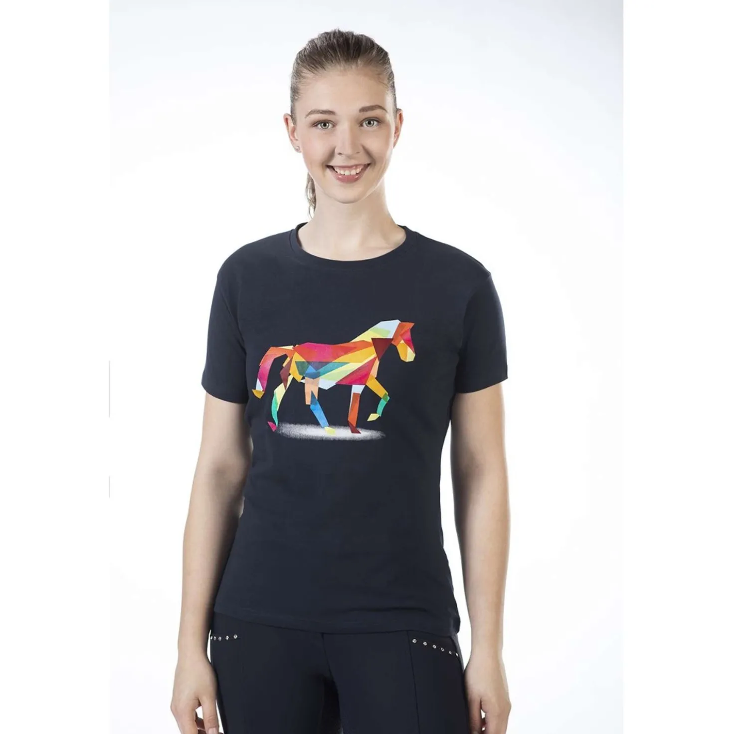 HKM T-Shirt Colourful Horse Donkerblauw