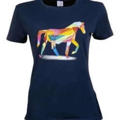 HKM T-Shirt Colourful Horse Donkerblauw