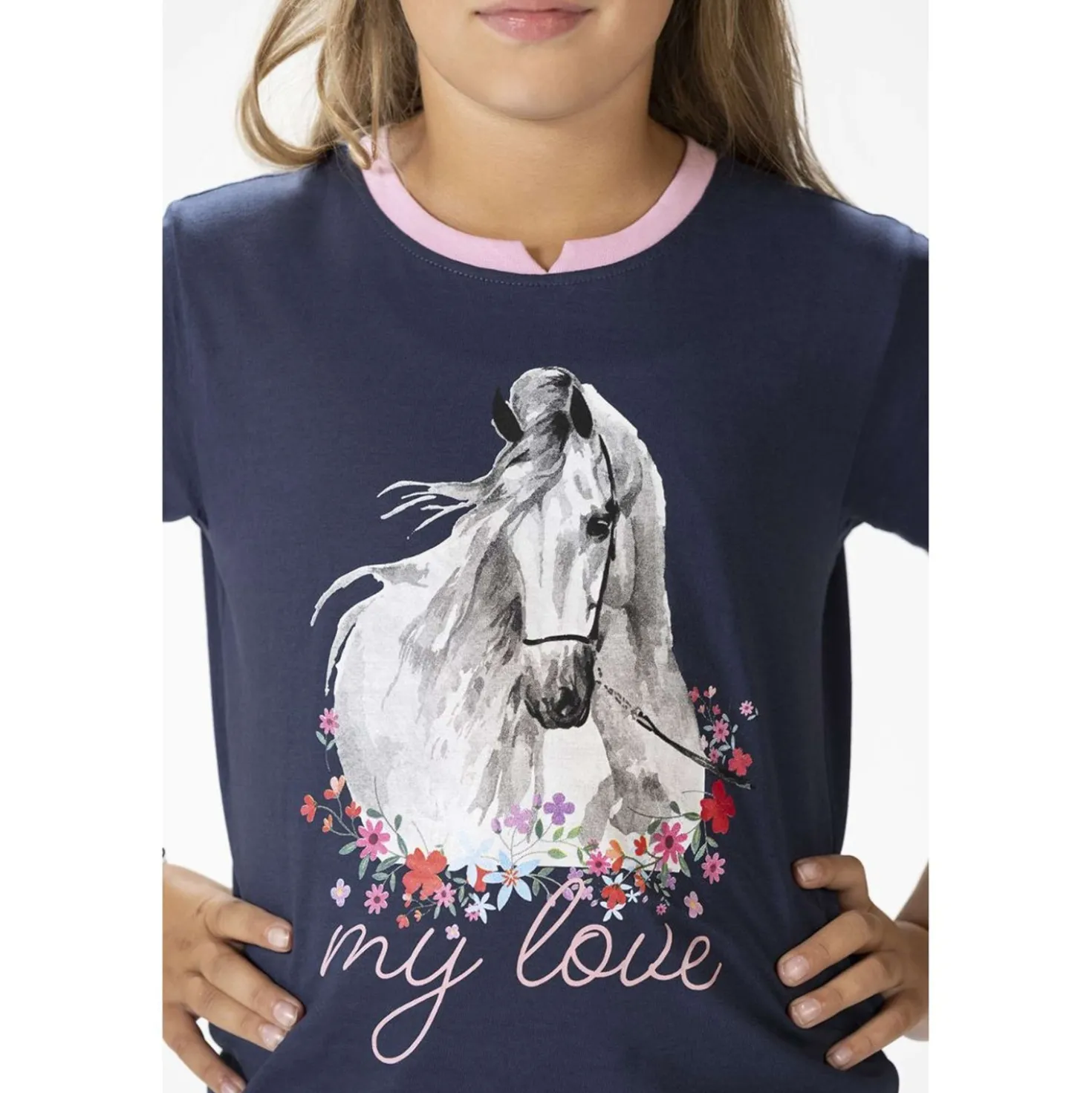 HKM T-Shirt Horse Spirit Donkerblauw