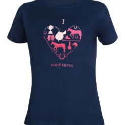 HKM T-Shirt I Love Horse Riding Donkerblauw
