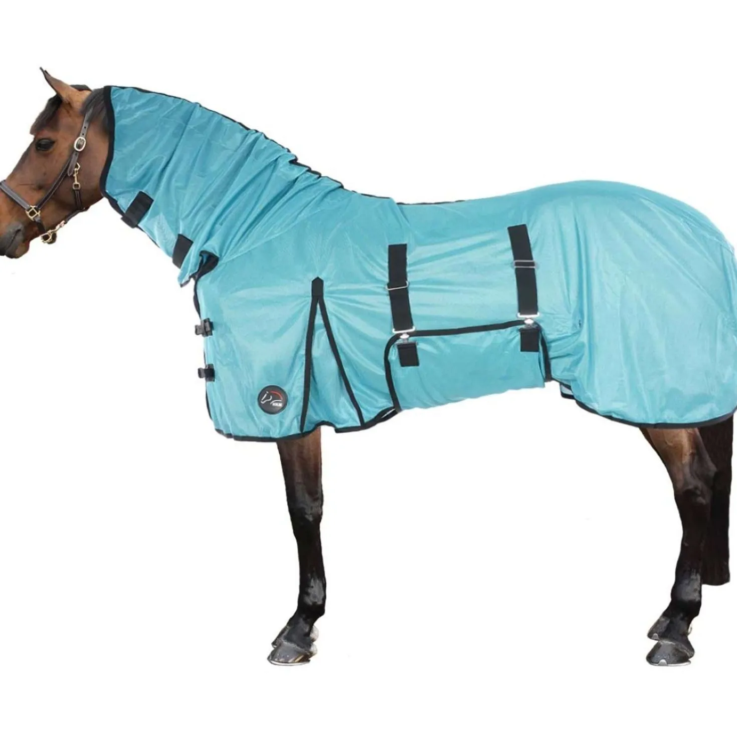 HKM Vliegendeken Aqua met Hals Aqua
