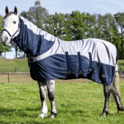 HKM Vliegendeken Rain met Nek en Buikflap Donkerblauw/Grijs