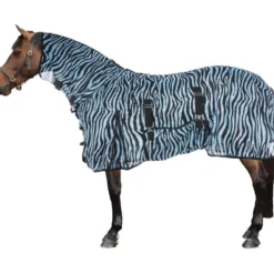 HKM Vliegendeken Zebra met Hals Aqua/Zwart