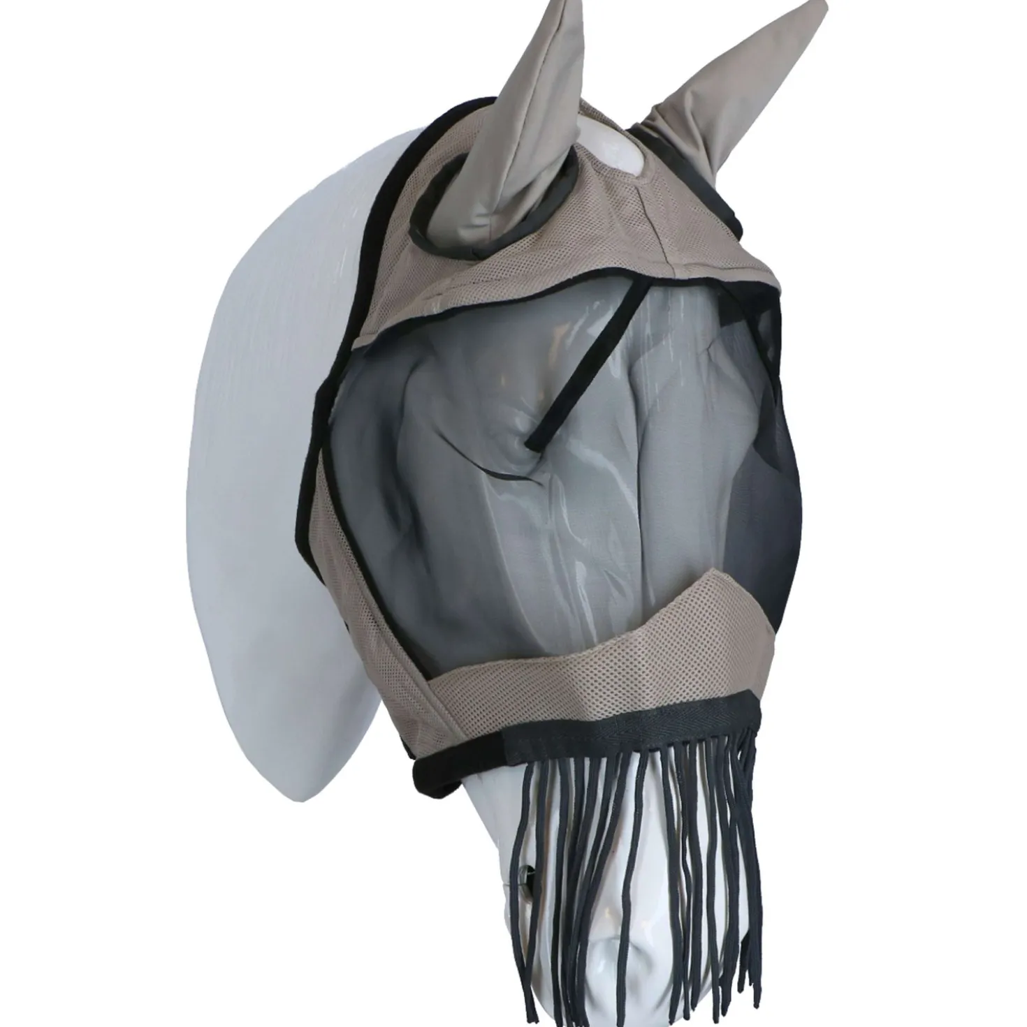 HKM Vliegenmasker Fringes Zilver/Grijs