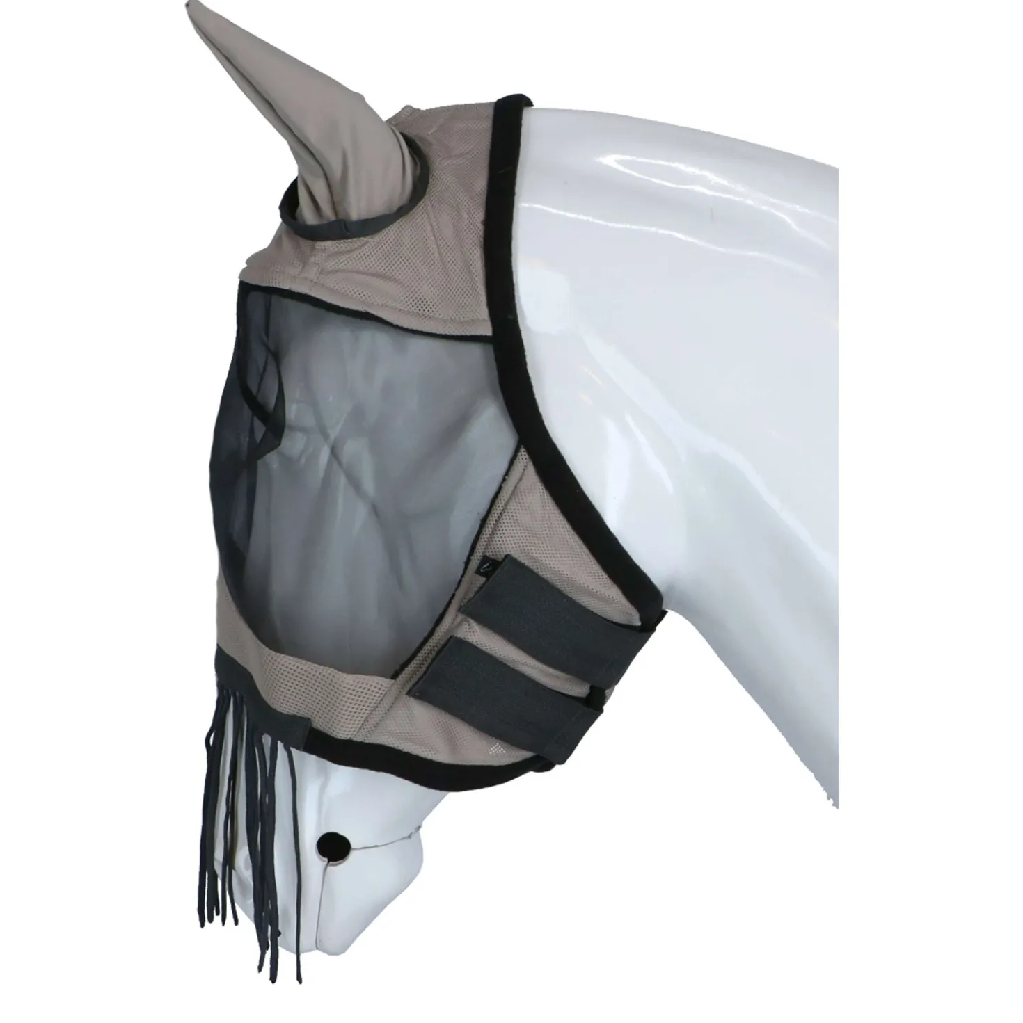 HKM Vliegenmasker Fringes Zilver/Grijs
