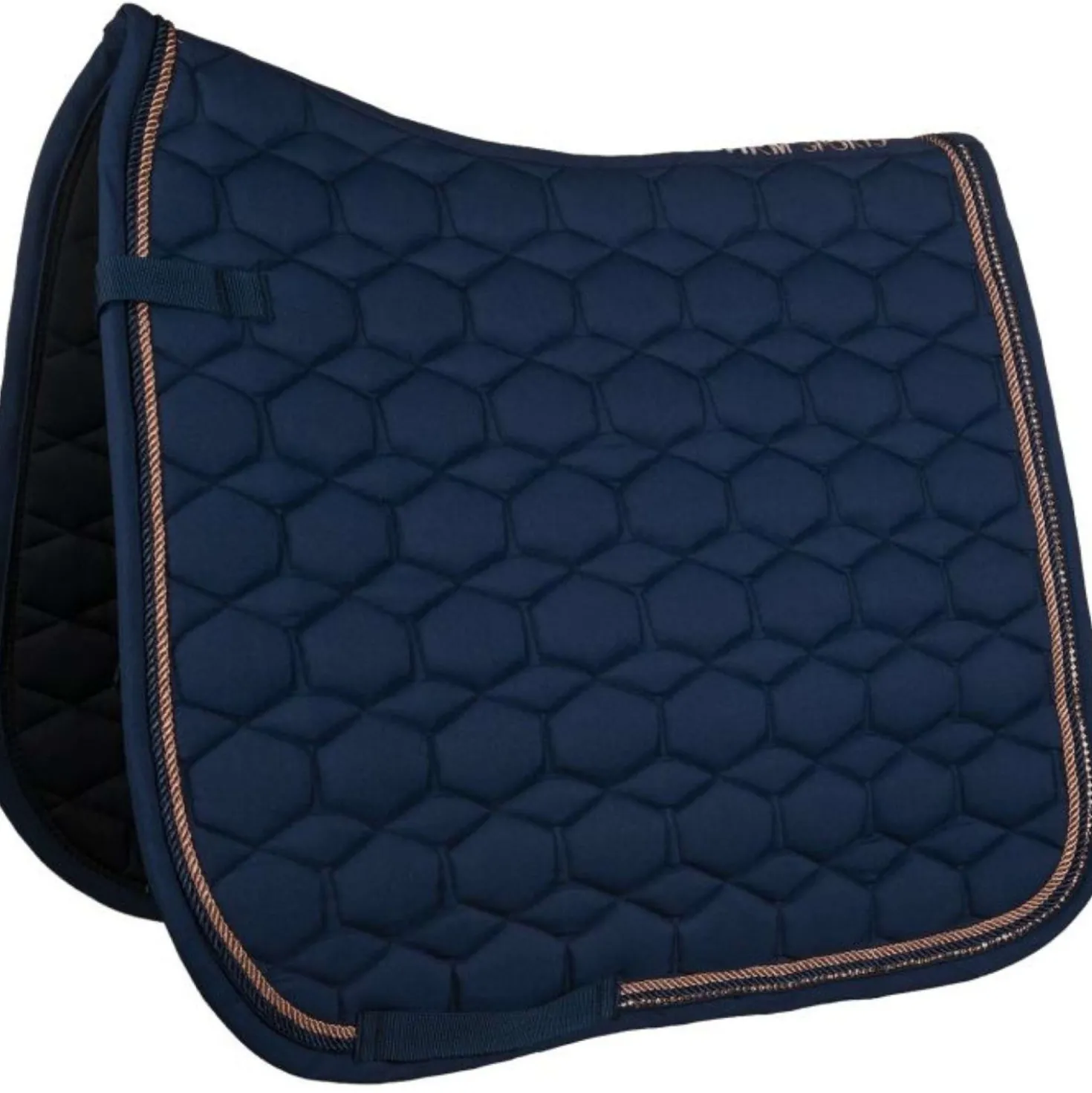 HKM Zadeldekje Rosegold Glamour Dressuur Donkerblauw/Rosegoud