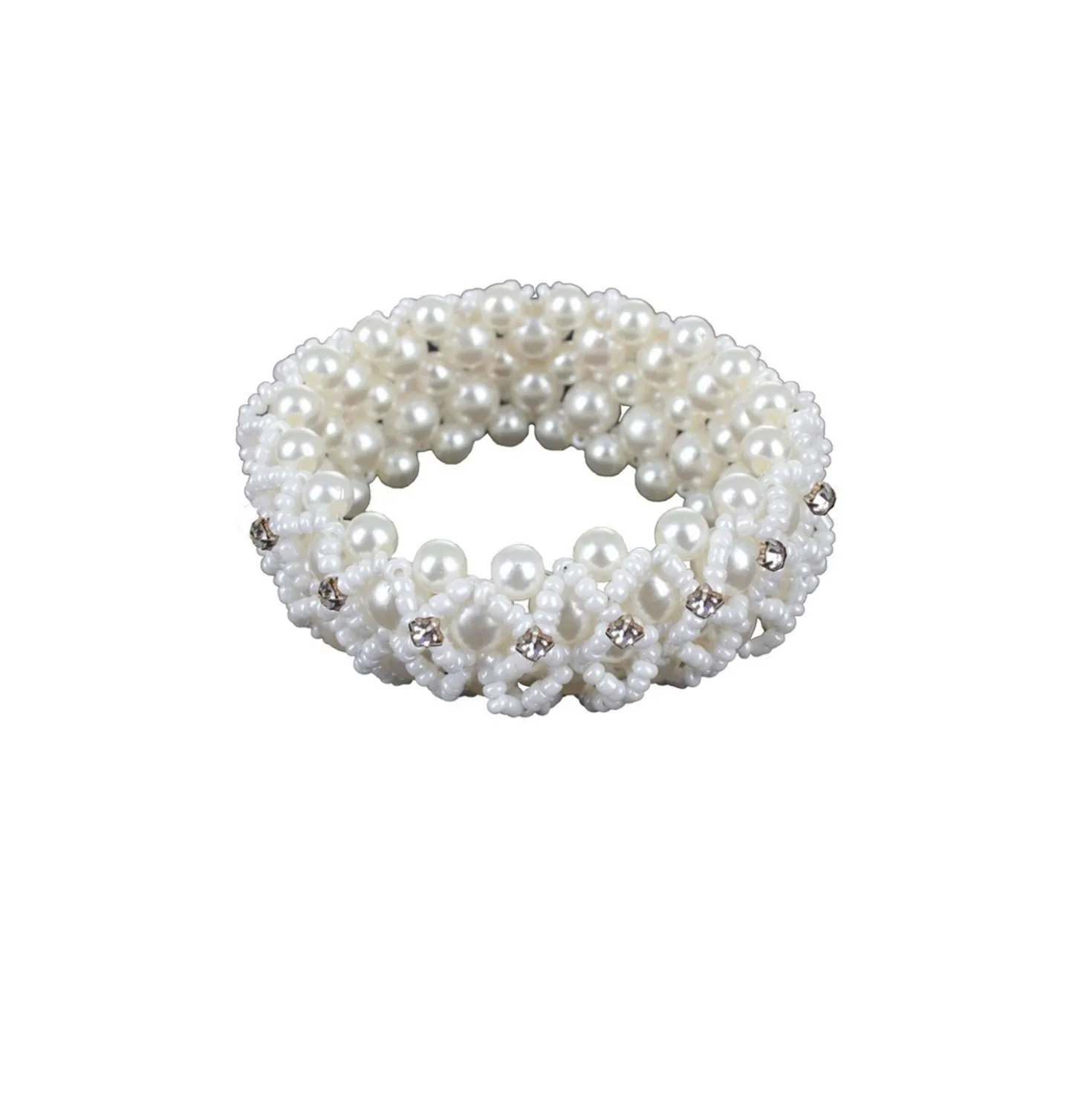 HORKA Haar Strik Crystal Pearl Wit