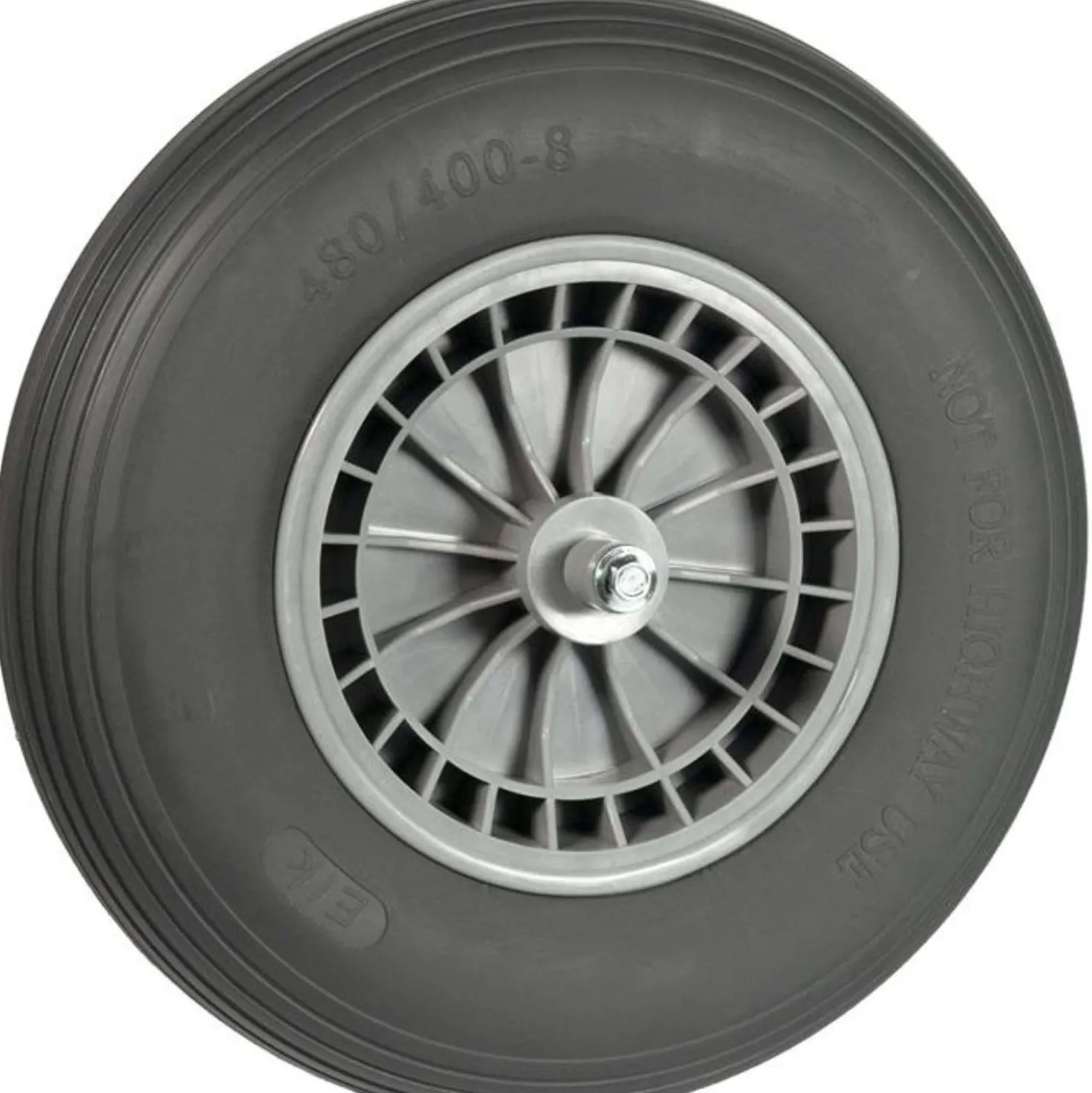 Hummer Kruiwagenwiel met grijze foamband en kunststof velg