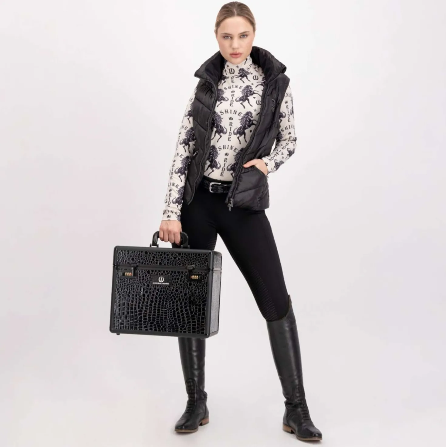 Imperial Riding Poetsbox IRHShiny Zwart/Croco