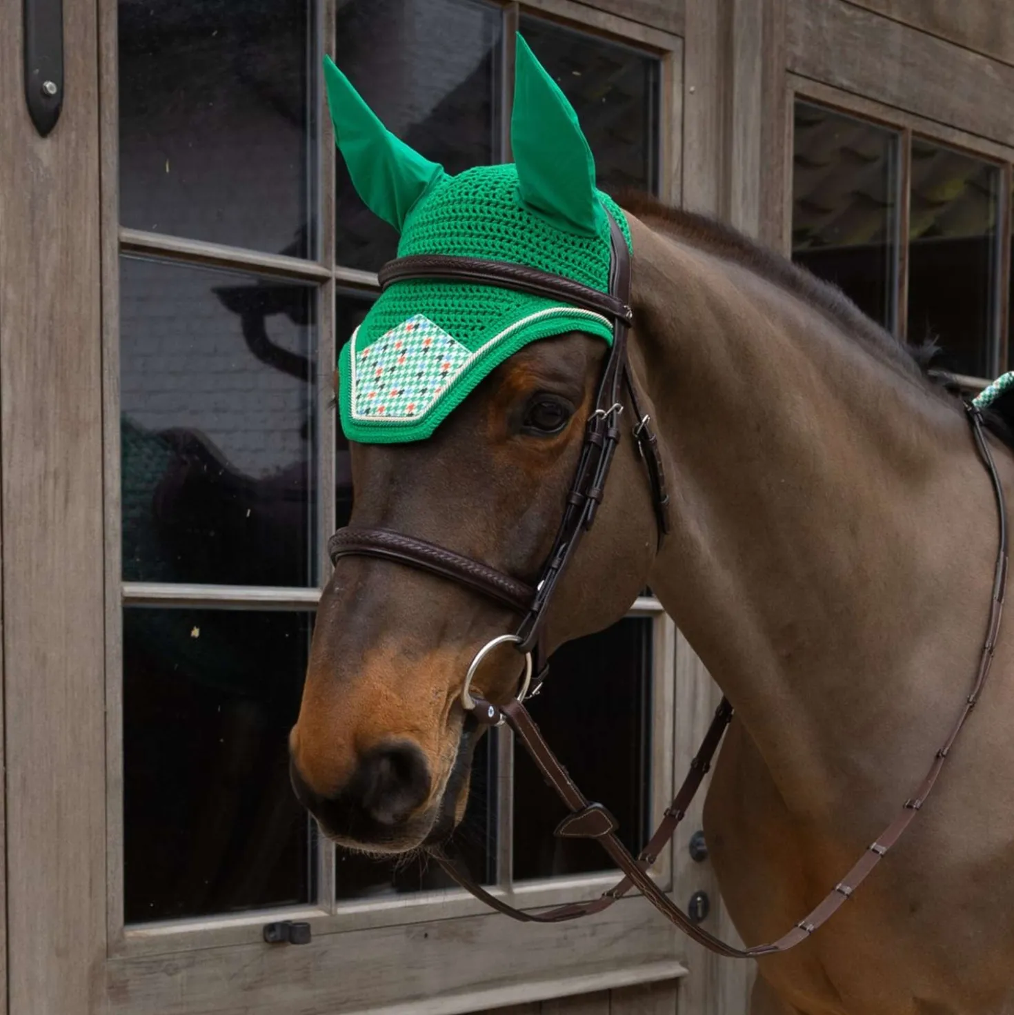 Kentucky Oornetje Wellington Velvet Pied De Poule Licht Groen