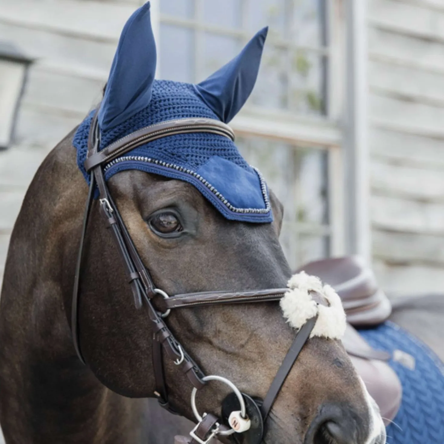 Kentucky Oornetje Wellington Velvet Pearls Navy