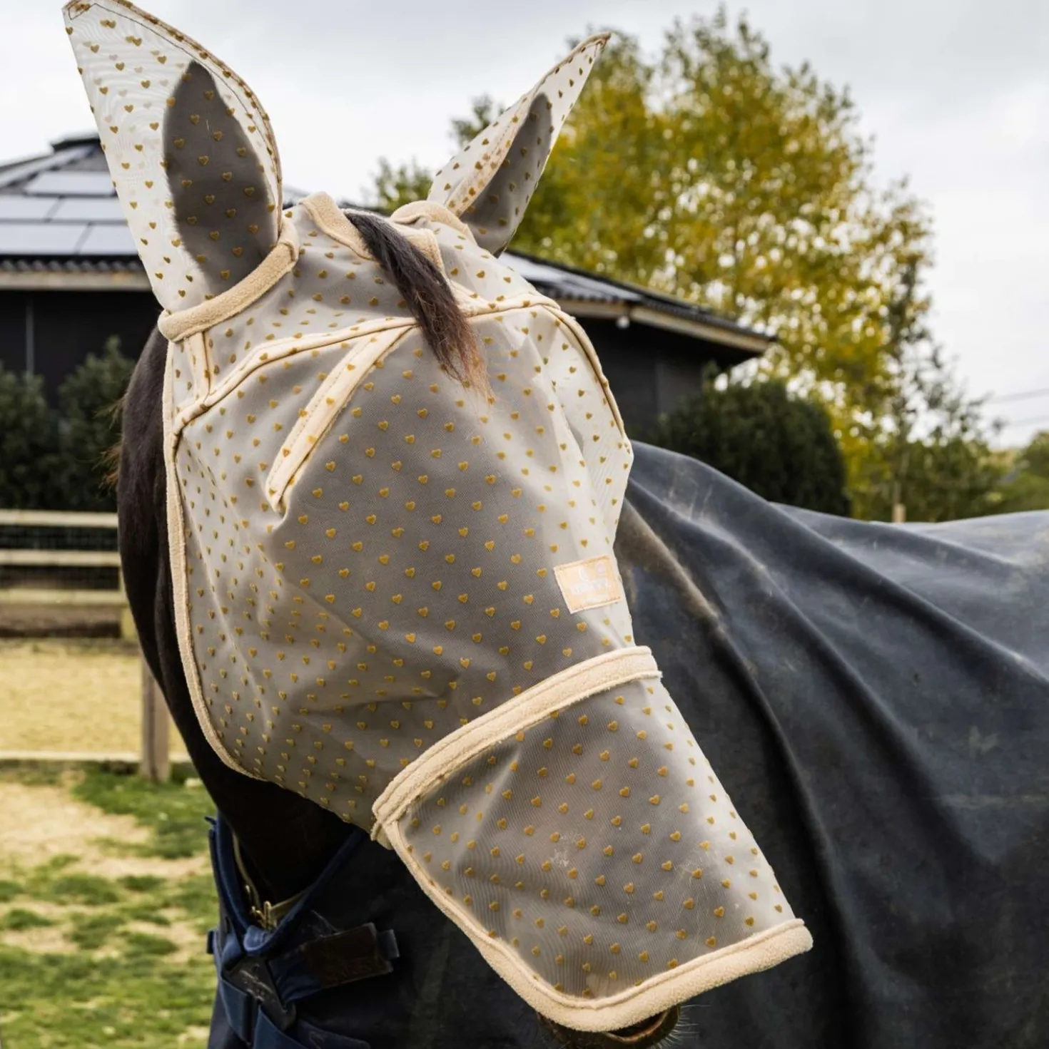 Kentucky Vliegenmasker Heart met Oren en Neus Beige
