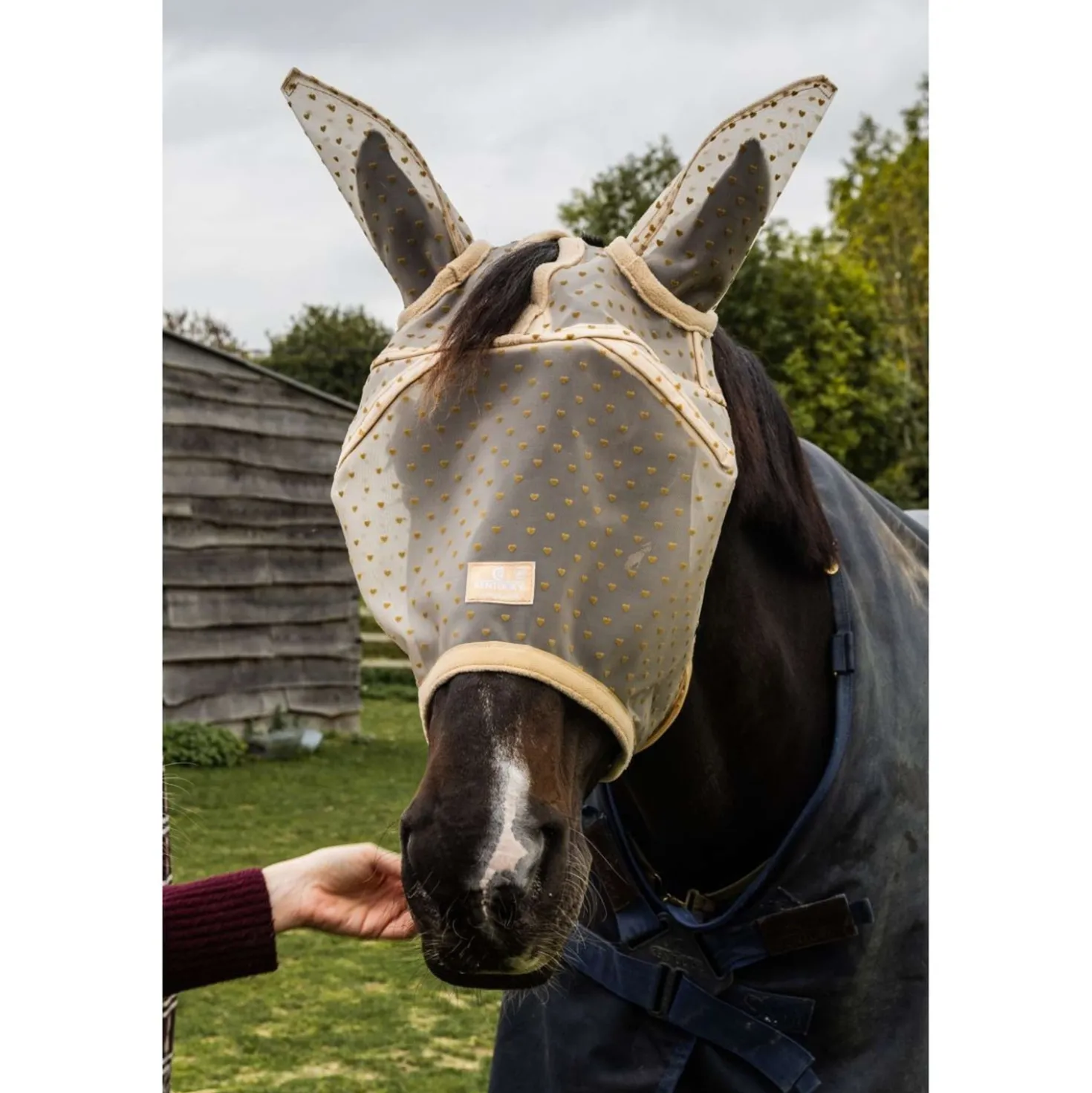 Kentucky Vliegenmasker Heart met Oren en Neus Beige
