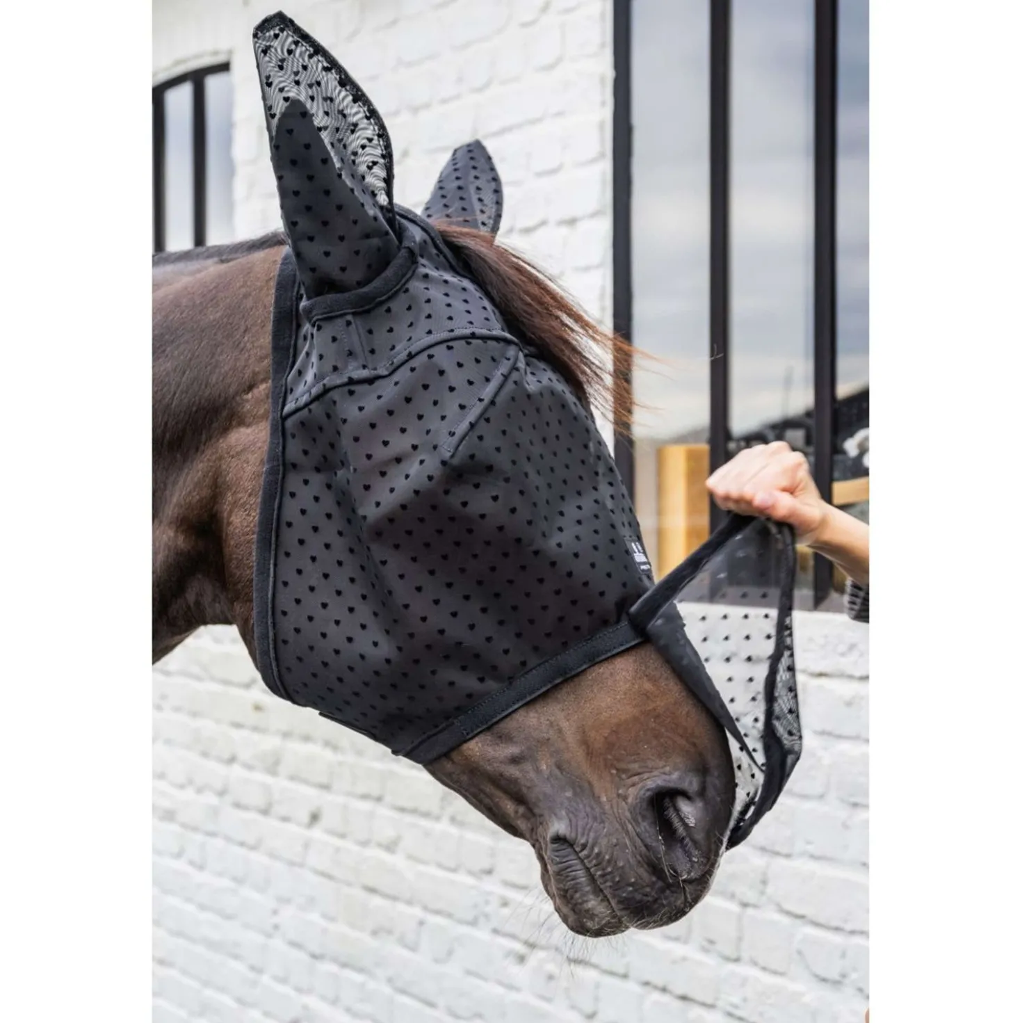 Kentucky Vliegenmasker Heart met Oren en Neus Zwart