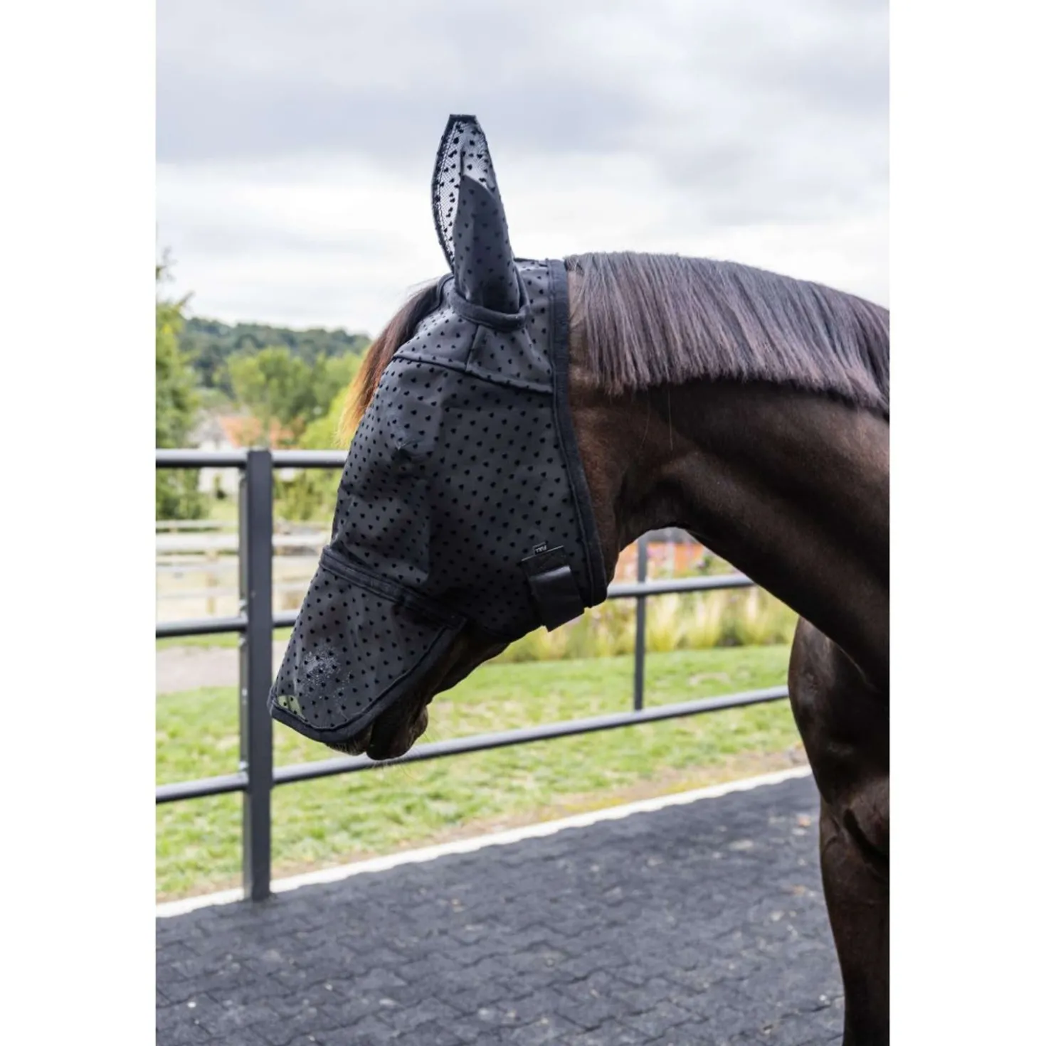 Kentucky Vliegenmasker Heart met Oren en Neus Zwart