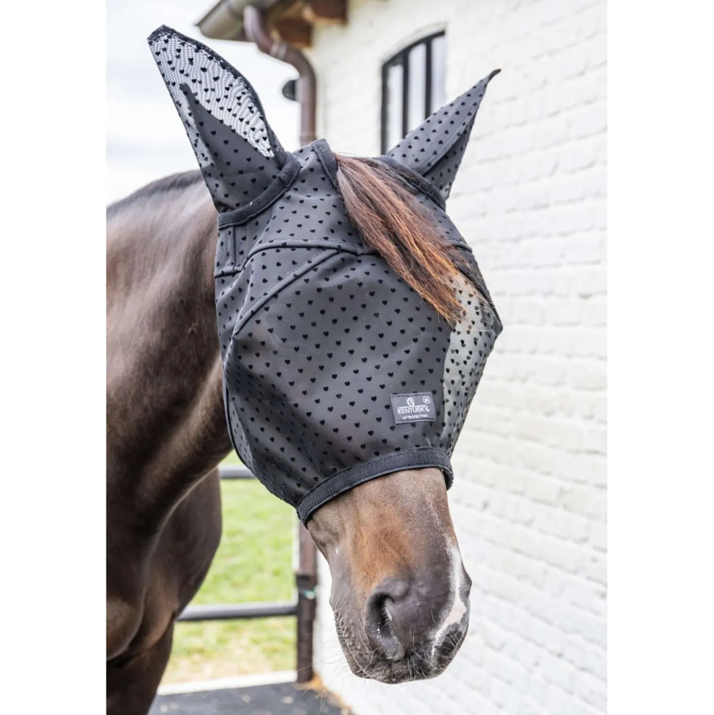 Kentucky Vliegenmasker Heart met Oren en Neus Zwart