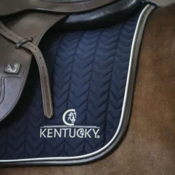 Kentucky Zadeldekje Springen Fishbone Leather Navy