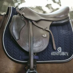 Kentucky Zadeldekje Springen Fishbone Leather Navy