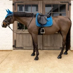 Kentucky Zadeldekje Velvet Horse Printing Dressuur Navy