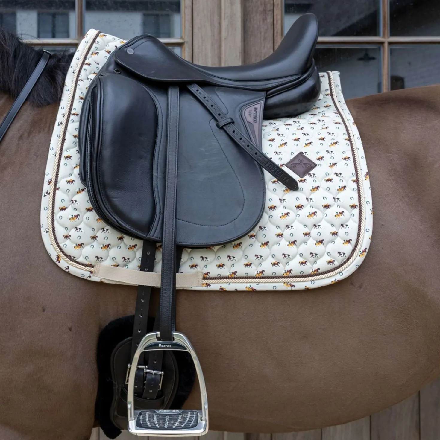 Kentucky Zadeldekje Velvet Horse Printing Dressuur Beige
