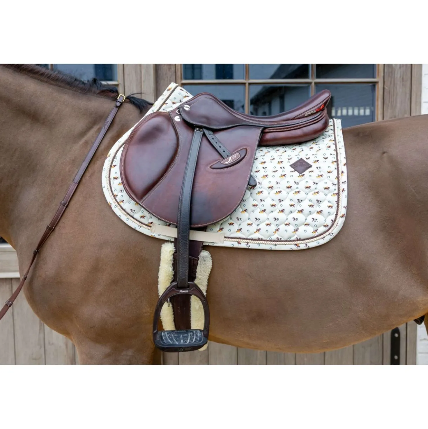 Kentucky Zadeldekje Velvet Horse Printing Beige