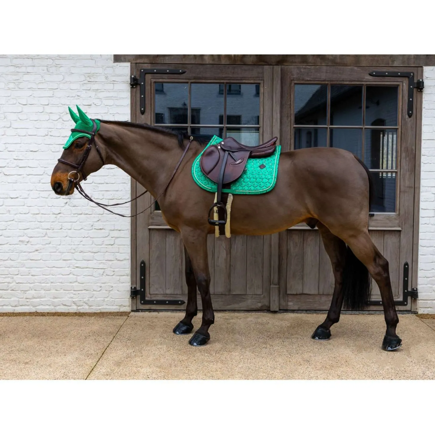 Kentucky Zadeldekje Velvet Horse Printing Springen Groen