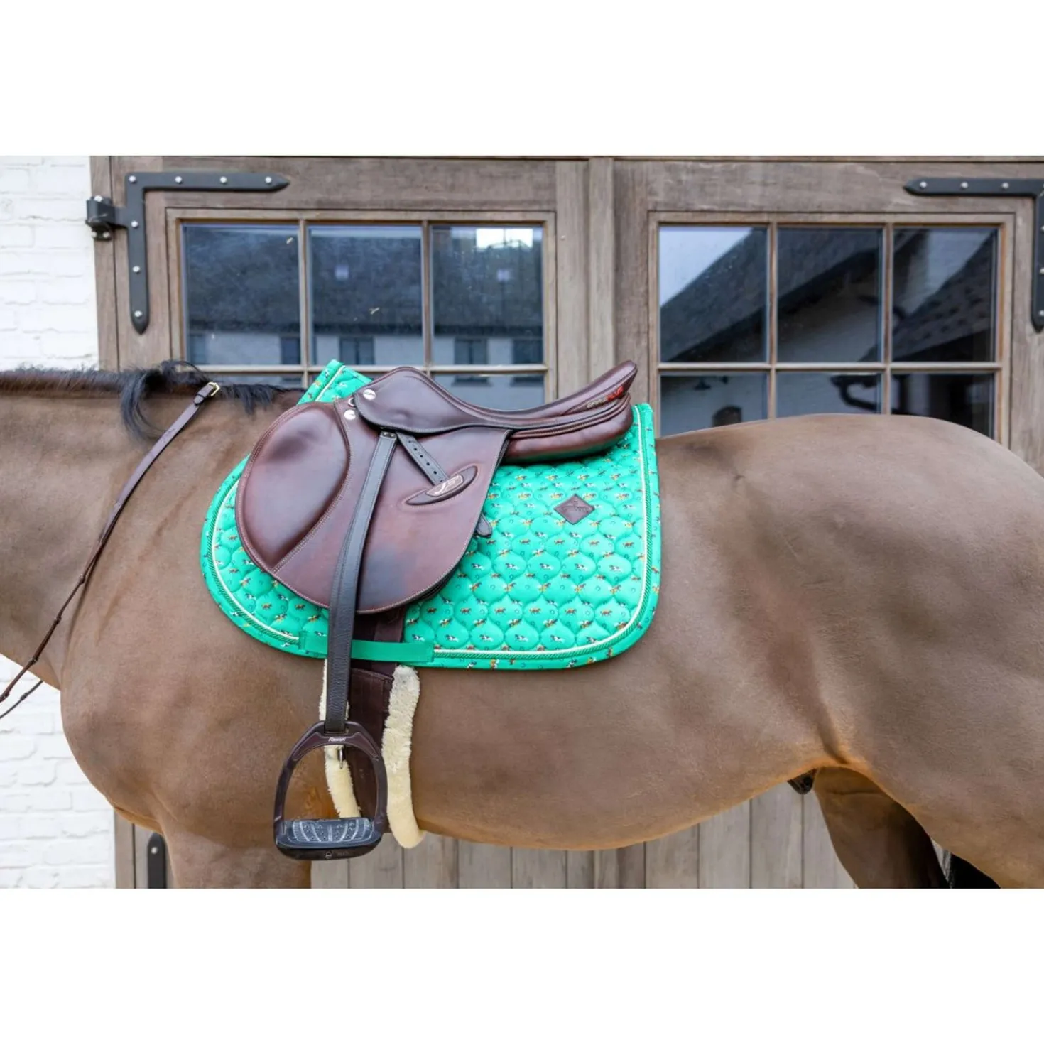 Kentucky Zadeldekje Velvet Horse Printing Springen Groen