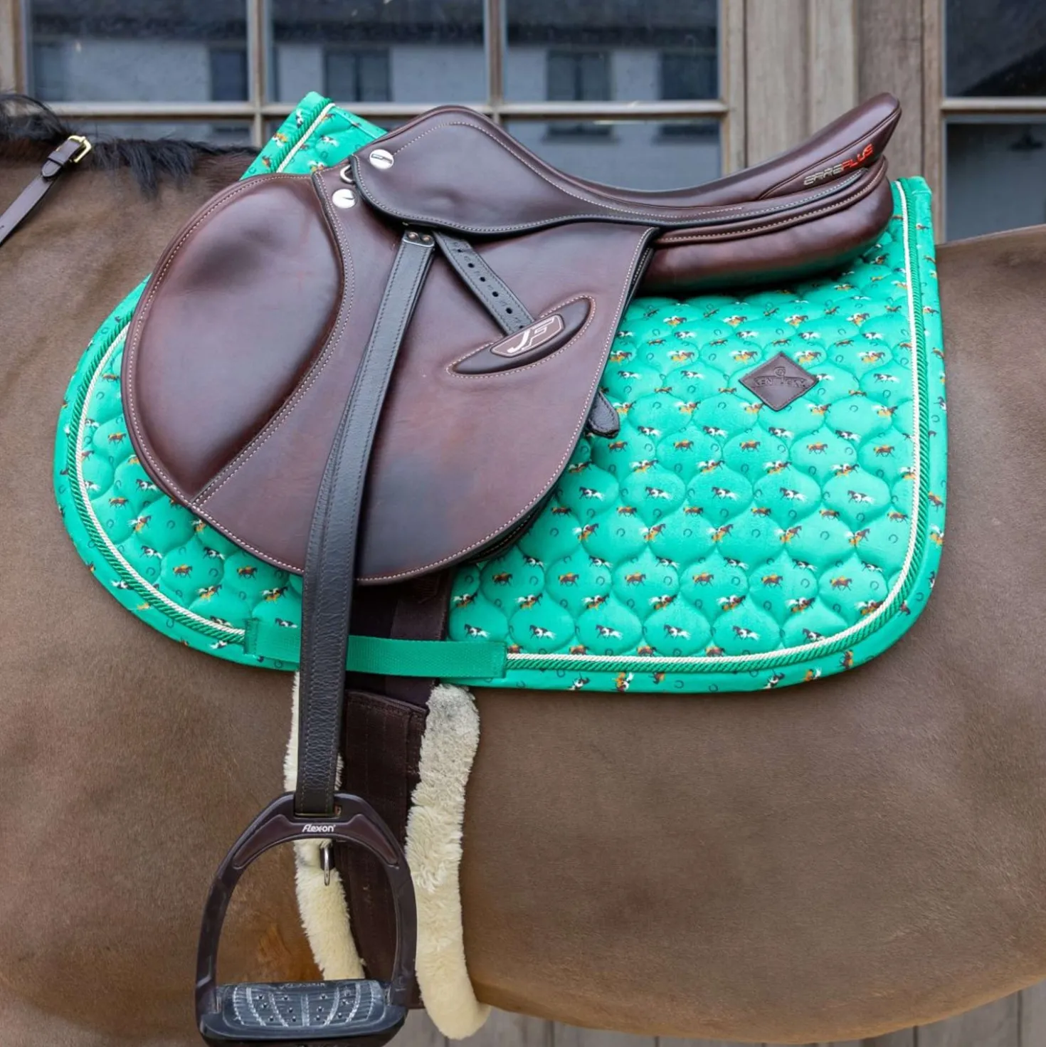 Kentucky Zadeldekje Velvet Horse Printing Springen Groen