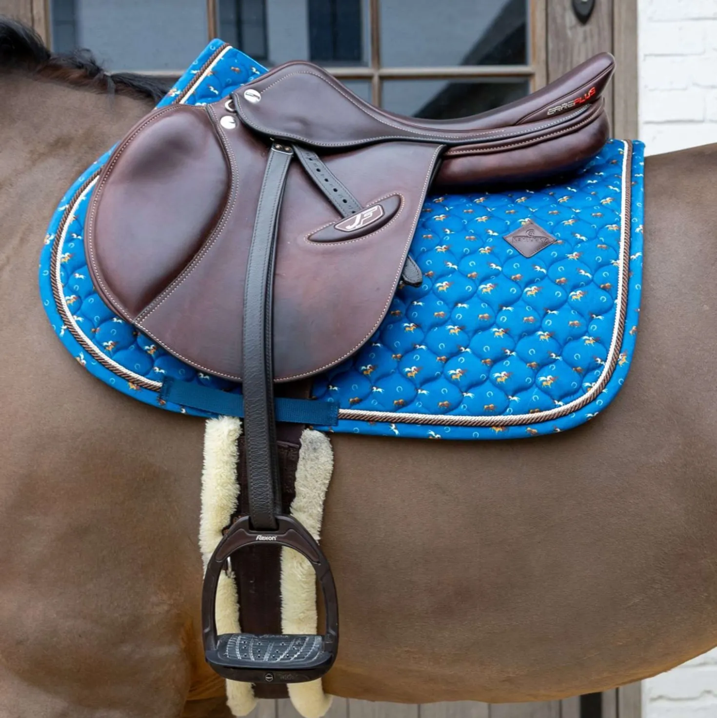 Kentucky Zadeldekje Velvet Horse Printing Springen Navy