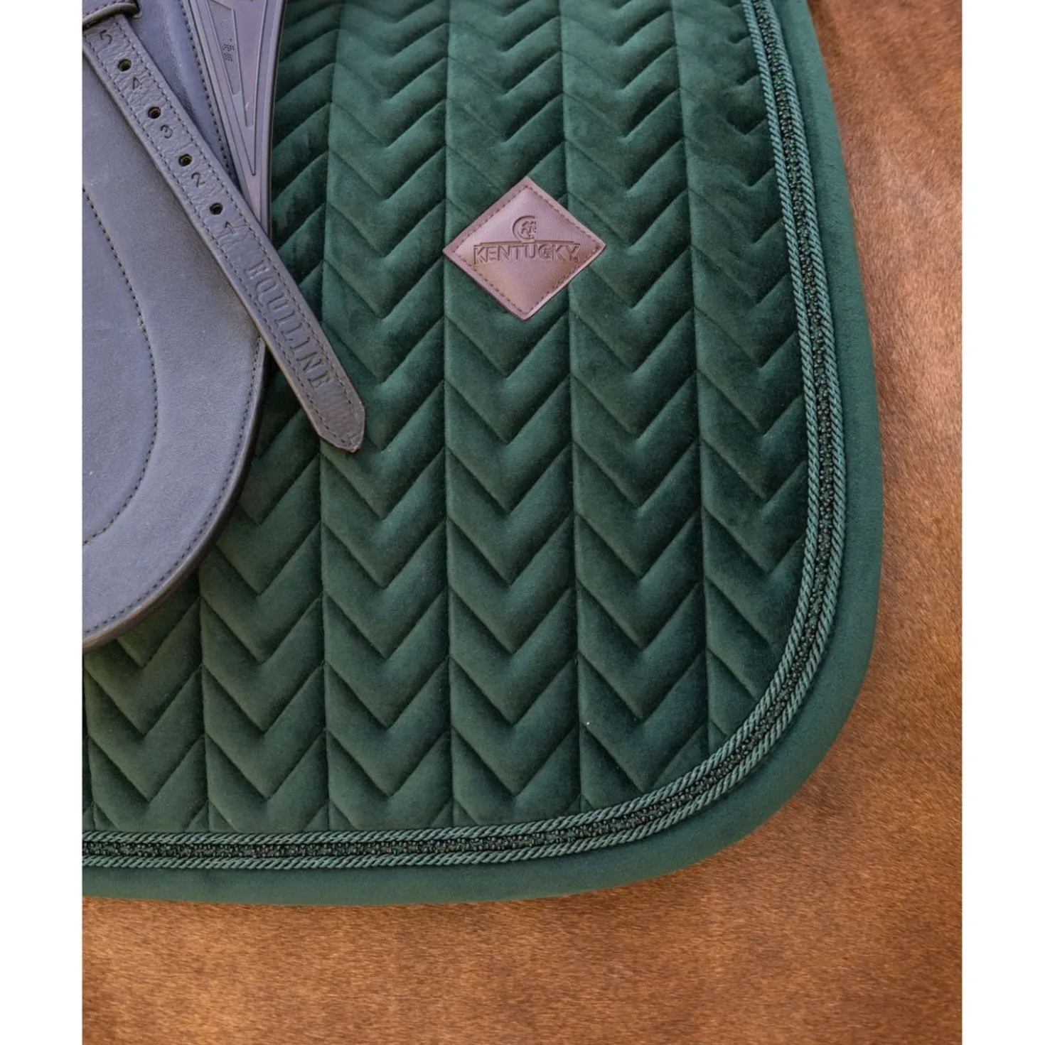 Kentucky Zadeldekje Velvet Mini Pearls Dressuur Pine Green