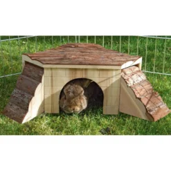 Kerbl Caviahuis met Dubbele Oploop Hout