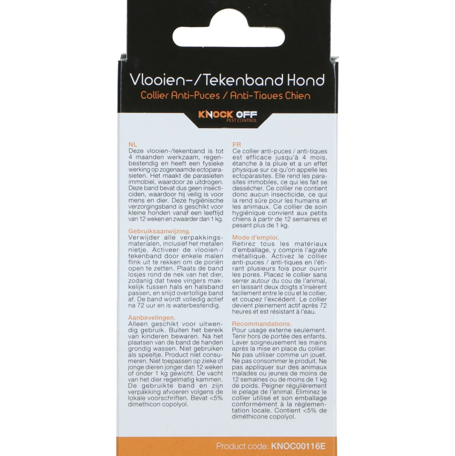 Knock Off Teken en Vlooien Halsband Kleine Hond NL/FR