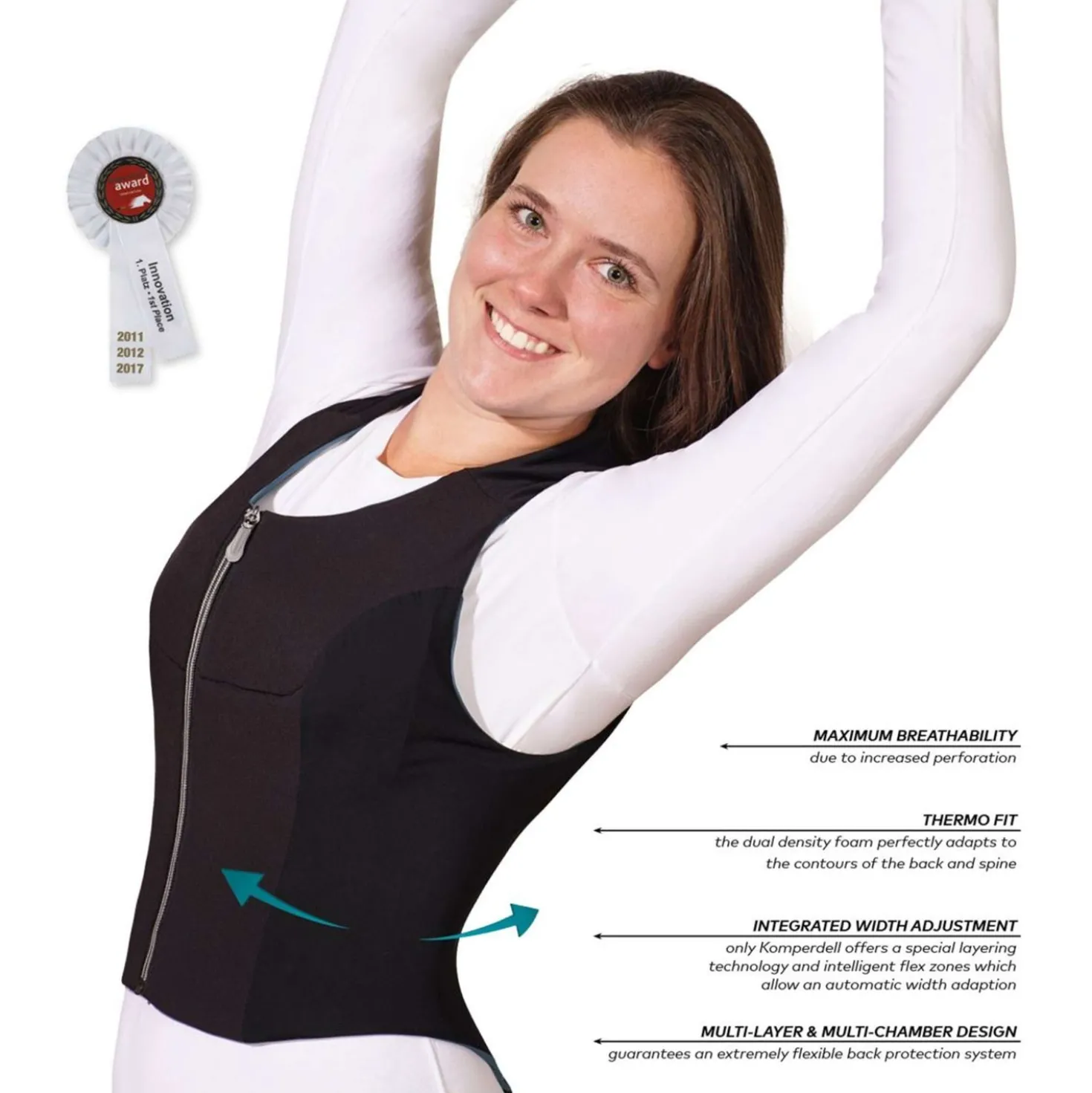 Komperdell Rugprotector Flexfit Slim Zwart/Bordeaux