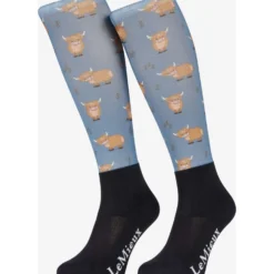 LeMieux Rijsokken Footsie Highland Cow/Aloe